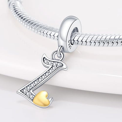 HappyStar Sterling Silver Letter Charms for Bracelets Alphabet Initial Dangle Charms Bead fit Pandora Bracelets Jewelry Gifts for Women - color: Letter charms L