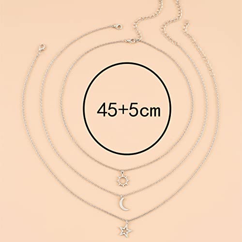 COLORFUL BLING Stainless Steel Sun and Moon Star Necklace 3 Best Friend Friendship Sister Set for Women Mom Daughter BFF Jewelry Gifts - color: yellow big