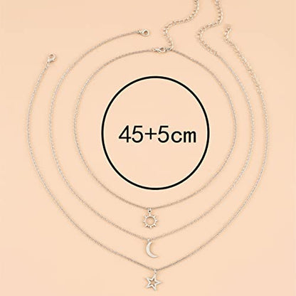 COLORFUL BLING Stainless Steel Sun and Moon Star Necklace 3 Best Friend Friendship Sister Set for Women Mom Daughter BFF Jewelry Gifts - color: yellow big