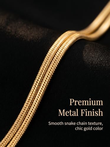 Gold Body Chain for Waist for Women 2Pcs, Jewelry for Beach Accessories | 26.77-52.36In, Adjustable, 14K Gold-plated, Waterproof, Equipped with 2 Extension Chains, Brass, Great for Beach/Dating/Party - style: Snake bone chain