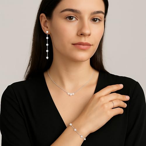 DAYANEY Pearl Bracelets for Women Gold Bracelet Silver Pearl Jewelry | Gold Bracelet Silver Pearl Jewelry Summer Gifts for Girls Dainty Daisy and Heart Bracelets Cute Floral Jewelry for Bridesmaid - style: Silver Pearl