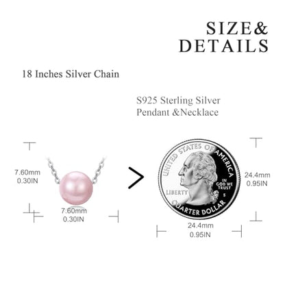 925 Sterling Silver Black Pearl Necklace Choker Jewelry Birthday Gifts for Women - style: Pink Pearl