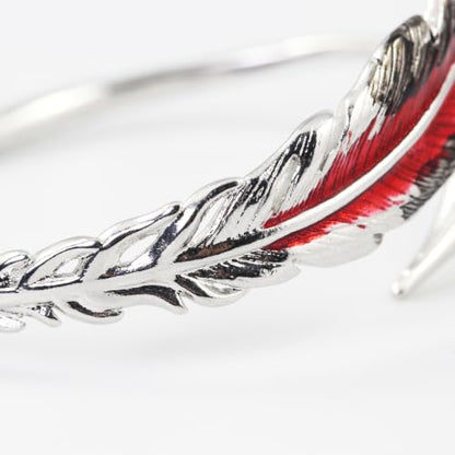 Innocence S925 Silver-Plated Antique Wide Feather Cuff Bracelet For Men Women Adjustable Retro Twisted Feathers Bracelets Gift Jewelry - color: Feather E