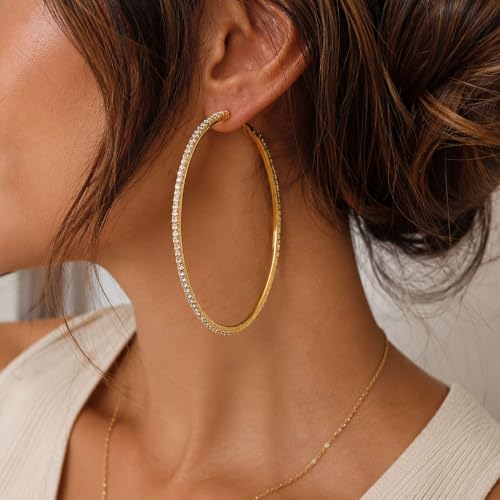 Big Chunky Gold Hoop Earrings for Women Beaded Large Statement Earrings Lightweight Fashion Jewelry Daily Wear Party Gift - color: E7:Gold 10cm