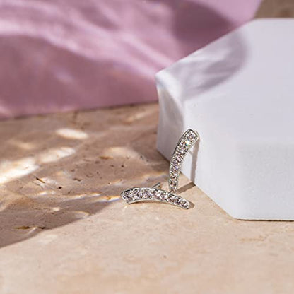 PAVOI 14K Gold Plated Cubic Zirconia Ear Crawler Stud Earrings for Women - Faux Diamond Arrow Climber Fashion Earrings - Trendy Earscape Statement Jewelry - style: Classic