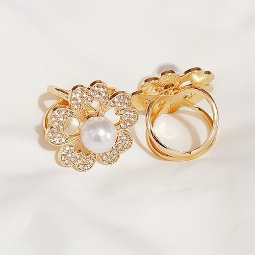 3pcs Elegant Rhinestone Daisy FLowers Scarf ring Buckle for Lady Heart Crystal Rhinestone Scarves Clip Buckle for women - color: Scarf clip M-3PCS