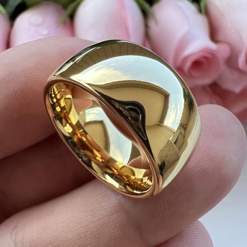 TUTISS 4mm 6mm 8mm 10mm Silver/Gold/White Tungsten Rings for Men Women Couple Fashion Jewelry Anniversary Engagement Wedding Bands Domed Polished I Love You Engraved Comfort Fit - color: 10mm Gold Tungsten I Love You