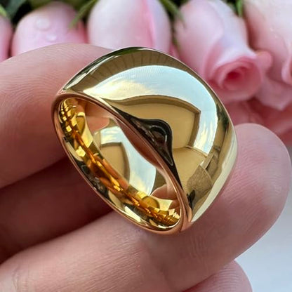 TUTISS 4mm 6mm 8mm 10mm Silver/Gold/White Tungsten Rings for Men Women Couple Fashion Jewelry Anniversary Engagement Wedding Bands Domed Polished I Love You Engraved Comfort Fit - color: 10mm Gold Tungsten I Love You