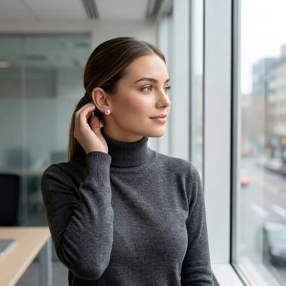Pearl Stud Earrings Multicolor Shell Beads Pearl Hypoallergenic Stud Earrings Ocean Shell Pearl Jewelry - color: Pink