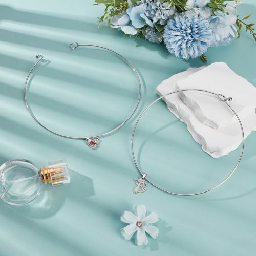 UNICRAFTALE Wire Wrap Collar Necklaces for Women 304 Stainless Steel Choker Necklaces Open Choker Necklace Metal Plain Chocker Collar Necklace for DIY Jewelry Making - color: Stainless Steel Color