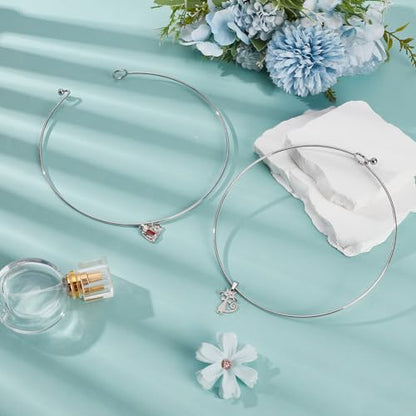 UNICRAFTALE Wire Wrap Collar Necklaces for Women 304 Stainless Steel Choker Necklaces Open Choker Necklace Metal Plain Chocker Collar Necklace for DIY Jewelry Making - color: Stainless Steel Color