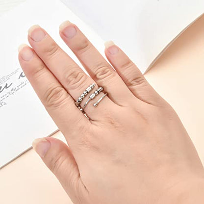 Morse Code Rings for Women, Stainless Steel Spinner Ring Fidget Rings for Anxiety Ring Morse Code Rings Inspirational Gifts Jewelry Women Birthday Graduation Gifts for Best Friends - style: 1 F**k Off