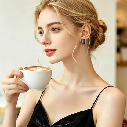 18K Gold Plated Chunky Square & Round Cubic Zirconia Stud Earrings for Women, Hypoallergenic 925 Silver Post Simulated Diamond Wedding Prom Party Bridesmaid Daily Fine Jewelry Gift for Mom Wife Friend - color: EA355-Square-Black
