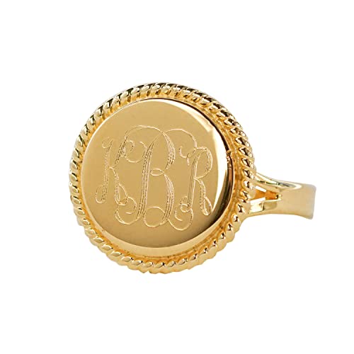The Personal Exchange Nautical Rope Monogram Gold Plated Over Sterling Silver Ring