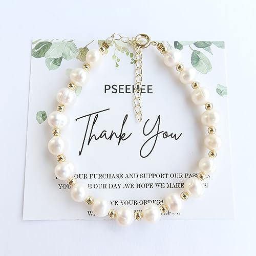 Natural White Pearl Beaded 14k Gold Filled Wire Wrapped Bracelet, Healing Birthstone Adjustable Bangle Cuff. Gift for Women