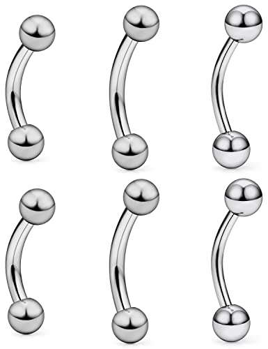 14G 16G Eyebrow Piercing Jewelry G23 Titanium Curved Barbell Eyebrow Ring Vertical Labret Lip Jewelry Rook Daith Earrings Piercing Jewelry for Women Men 6mm 8mm 10mm 12mm 14mm 16mm - color: 16G,8mm-10mm-12mm