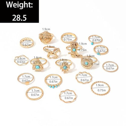 Chunky Gold Rings for Women Non Tarnish, Baroque Pearl Flower Tiger's Eye Stone Rings Adjustable Stacking Statement Rings Set Fashion Jewelry Gifts - style: Diamond/Heart