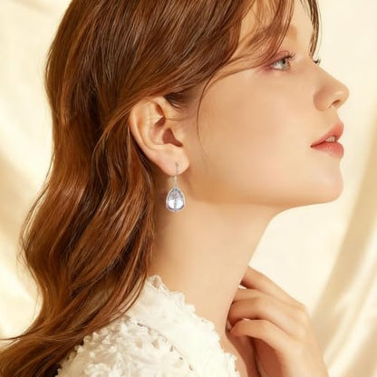 AEONSLOVE Tree of Life Crystal Earrings with Sterling Silver Ear Hooks, Dangle Drop Tree Earrings Gifts for Women - style: A01-Moonstone-Teardrop