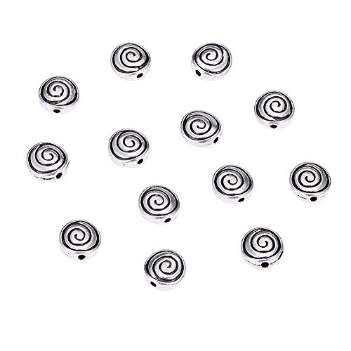 PH PandaHall 150pcs 8mm Flat Round Spacer Beads Tibetan Alloy Antique Silver Beads Carved Vortex Jewelry Bead Charm Spacers for Jewelry Making DIY Bracelet Necklace Earring, Hole 1.5mm - color: Vortex Antique Silver - 150pcs, size: 8mm