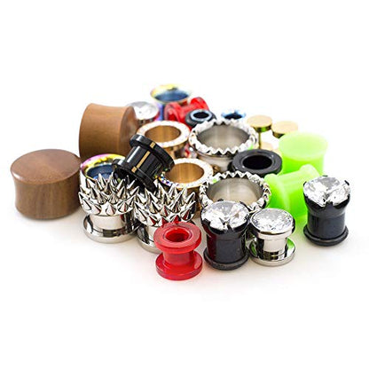 12 pcs (6 Pairs) Earrings Ear Gauges Plugs Stone Ear Plugs Wood Tunnels Stretching Gauges Expander Body Piercing Randomly Picked Set Gauge - color: 4g (5 mm)