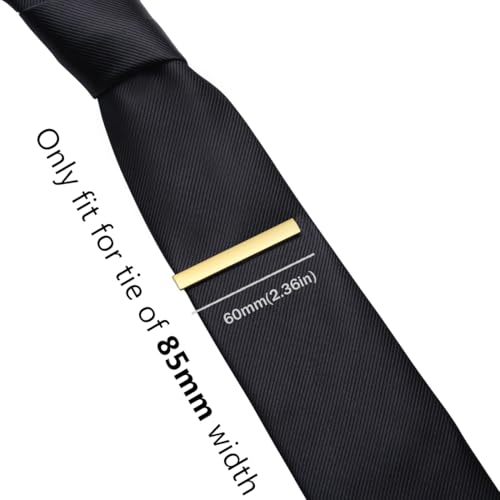 HONEY BEAR 5cm/5.4cm/6cm Mens Tie Clip Bar for Normal Size Steel Business Wedding Gift 1.97"/2.12"/2.36" - style: 6cm Brushed Gold horizontal