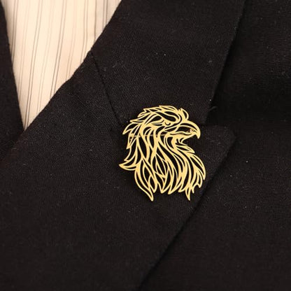Large-sized Gold Color Phoenix Bird Brooch Wolf and Lion Brooch and Pin - style: Eagle