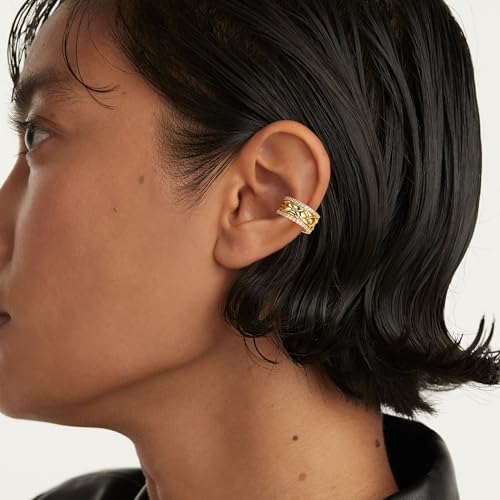 MEVECCO Ear Cuffs Non Piercing For Women 18K Gold Plated Turquiose Pearl Zircons Ear Cuff Earring Clip on Cartilage Fake Hoop Earrings Stack Jewelry Gifts - style: Small Tur -Pair
