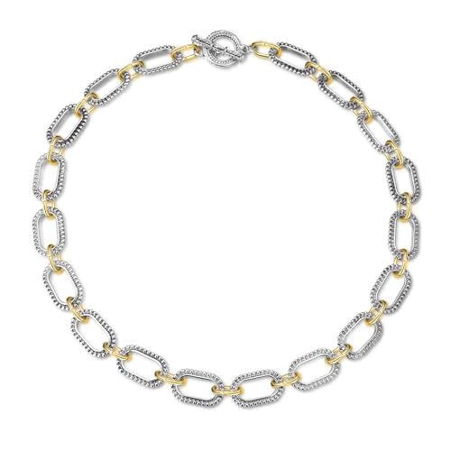 Wire Necklaces for Women, 2 Tone Link Chain Necklaces Circles Adjustable Necklaces Costume Jewelry for Women Gifts - color: Paperclip-D