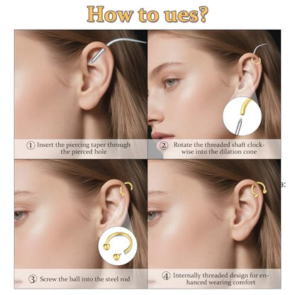 D.Bella 16G Horseshoe Septum Ring Surgical Steel Nose Hoop CZ Earring Eyebrow Lip Tragus Helix Daith Piercing Jewelry for Women Men 8-12mm - color: gold