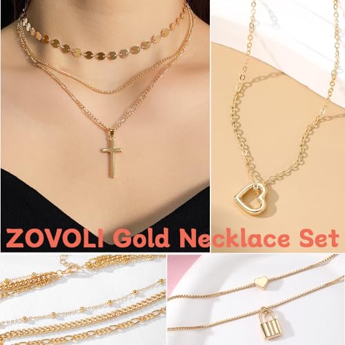 57 Pcs Gold Jewelry Set for Women,12 Pair Hoop Earrings，18 Pair Round Stud Earrings,21 Pcs Stackable Knuckle Rings,6 Pcs MultiLayer Pendant Necklaces，Fashion Accessories for women Gifts - style: Style 2