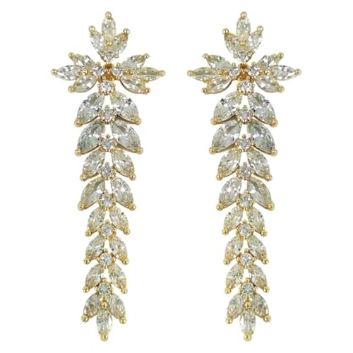Earrings Holy Stud Earrings for Girls/Women, Sliver Gold Wedding Earrings for Bridesmaids - color: Long Floral|Gold