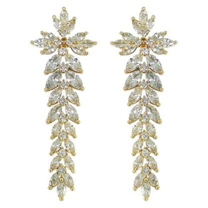 Earrings Holy Stud Earrings for Girls/Women, Sliver Gold Wedding Earrings for Bridesmaids - color: Long Floral|Gold