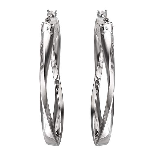 Sterling Silver 925 Oval Hoop Earrings for Women