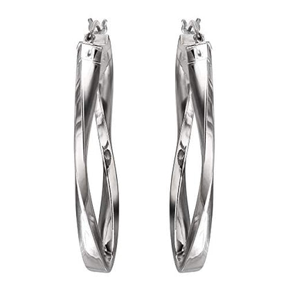 Sterling Silver 925 Oval Hoop Earrings for Women