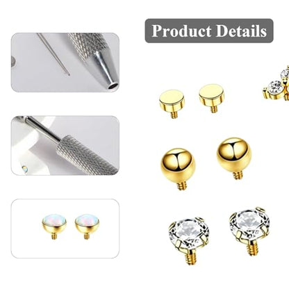 32PCS Gold Flat Back Earrings Set, Nose Piercings Cartilage Earrings for Women Tragus Piercing Jewelrys, Tragus Jewelry Lip Piercing Jewelrys, Labret Piercings Jewelry Flat Back Nose Stud