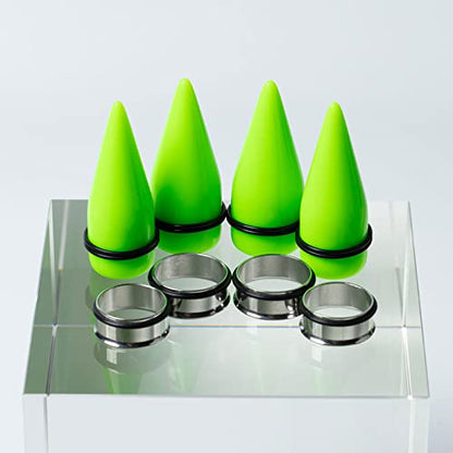 32 PCS 00G - 24mm Ear Taper Kit Gauge Stretching Kit | Hypoallergenic surgical Stainless steel Tapers Tunnels Plugs, body piercing jewelry for women and men - color: Green