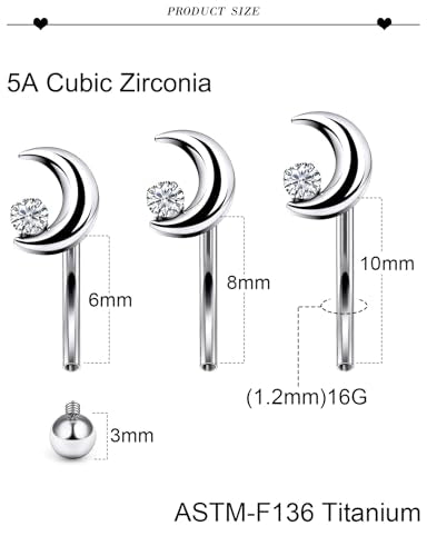 16G Astm F136 Titanium Eyebrow Piercing Jewelry Curved Barbell Eyebrow Ring Vertical Labret Lip Jewelry Daith Rook Earrings Navel Small Belly Button Ring Piercing Jewelry for Women Men CZ - style: 16G, 6MM Length-H