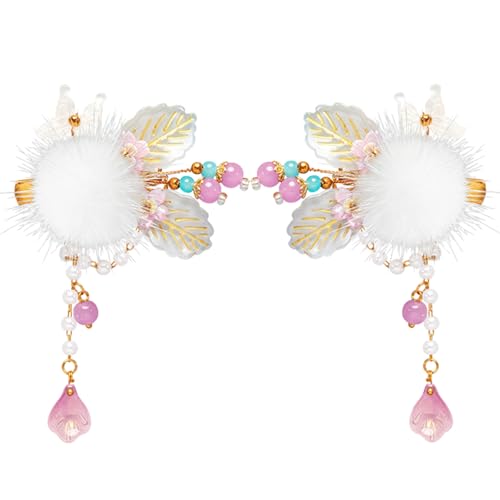 A Pair Wedding Hair Clips, Handmade Floral Design Alligator Crystal Hair Clips Pearl Barrettes, Rhinestones Flower Clips Pearl Headpieces Hair Pins Hair Accessories for Women Girls (White&Purple) - color: White&Purple