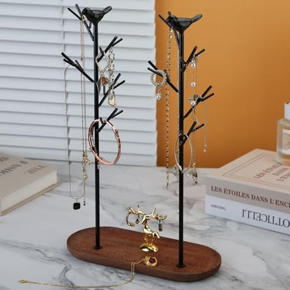 Branch Jewelry Rack Tree Tower Rack Hanging Organizer for Ring Earrings Necklace Bracelet,Suitable for living rooms, bathrooms,offices,etc. - color: E Black