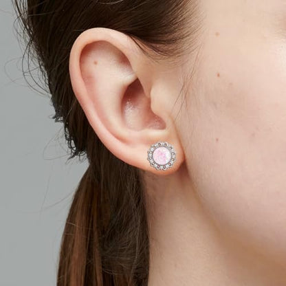 Ear Tunnels Gauges, 2PCS Stainless Steel Tunnel Set Single Flared Pink Solid Opal Flower Ear Gauges 00G Ear Piercing Jewelry - size: 00G(10mm)