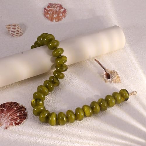 CSIYANJRY99 Chunky Beaded Necklace for Women, Large Colorful Resin Beads Statement Necklace, Boho Summer Beach Vacation Jewelry Gifts - color: Olive Green