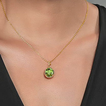 Gem Stone King 11X9MM Oval Gemstone Birthstone Pendant Necklace | 925 Sterling Silver | Solitaire Necklace For Women | With 18 Inch Chain | Fine Jewelry Gifts for Mom Women Wife Her - color: Peridot-August