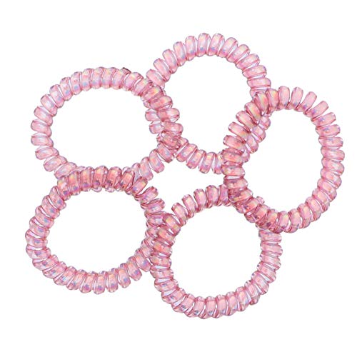 Irridescent Coil Pony Holders - Set Of 5-Mauve - color: Mauve