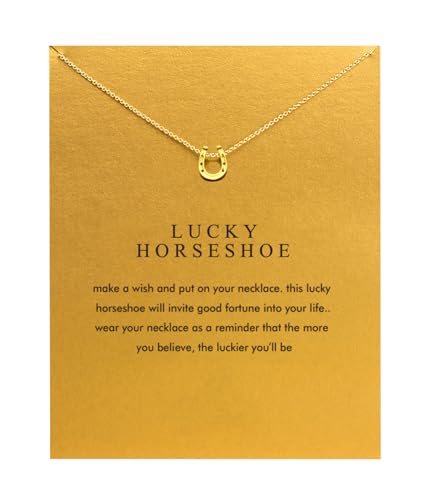 Baydurcan Friendship Anchor Compass Necklace Good Luck Elephant Pendant Chain Necklace with Message Card Gift Card - style: Horseshoe