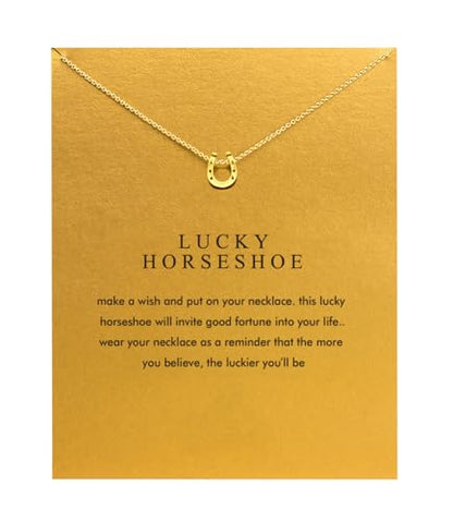 Baydurcan Friendship Anchor Compass Necklace Good Luck Elephant Pendant Chain Necklace with Message Card Gift Card - style: Horseshoe