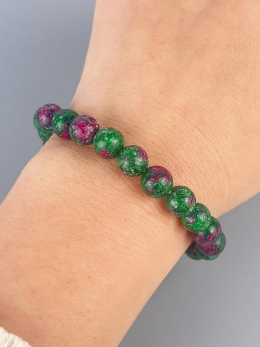 Red Green Natural Stone Bracelet - Quartz Lava Tiger Eye Beads for Women Men, Adjustable Yoga Stress Relief Jewelry, Creative Couple Gift