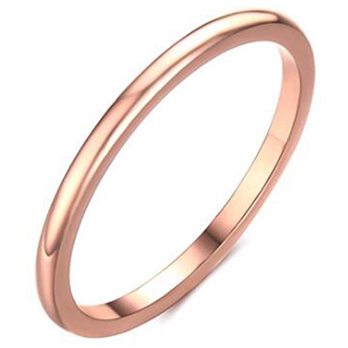 Jude Jewelers 1.5mm Stainless Steel Classical Plain Stackable Wedding Band Ring - color: Rose Gold