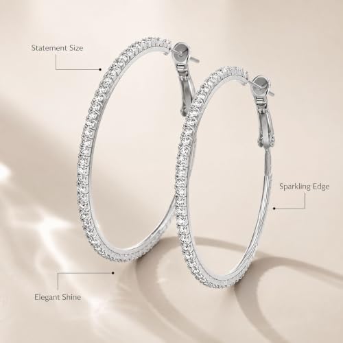 Big Chunky Gold Hoop Earrings for Women Beaded Large Statement Earrings Lightweight Fashion Jewelry Daily Wear Party Gift - color: F2:Silver 6.5cm