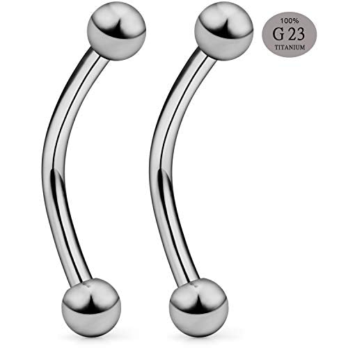 SCERRING 2-8PCS 16G G23 Titanium Curved Eyebrow Barbell Tragus Helix Ear Belly Lip Nipple Tongue Ring Body Piercing Jewelry 6-16mm - style: 2PCS - 12mm