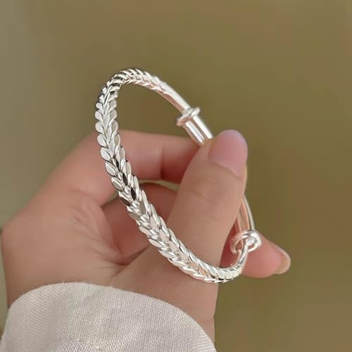 925 Sterling Silver Bracelet Plated Cuff Bangle Bracelet Fashionable Multi-layer Cross Wire Bangle Bracelet Open Adjustable Wide Cuff Bracelet for Teen Girls Fashion Jewelry - color: 13